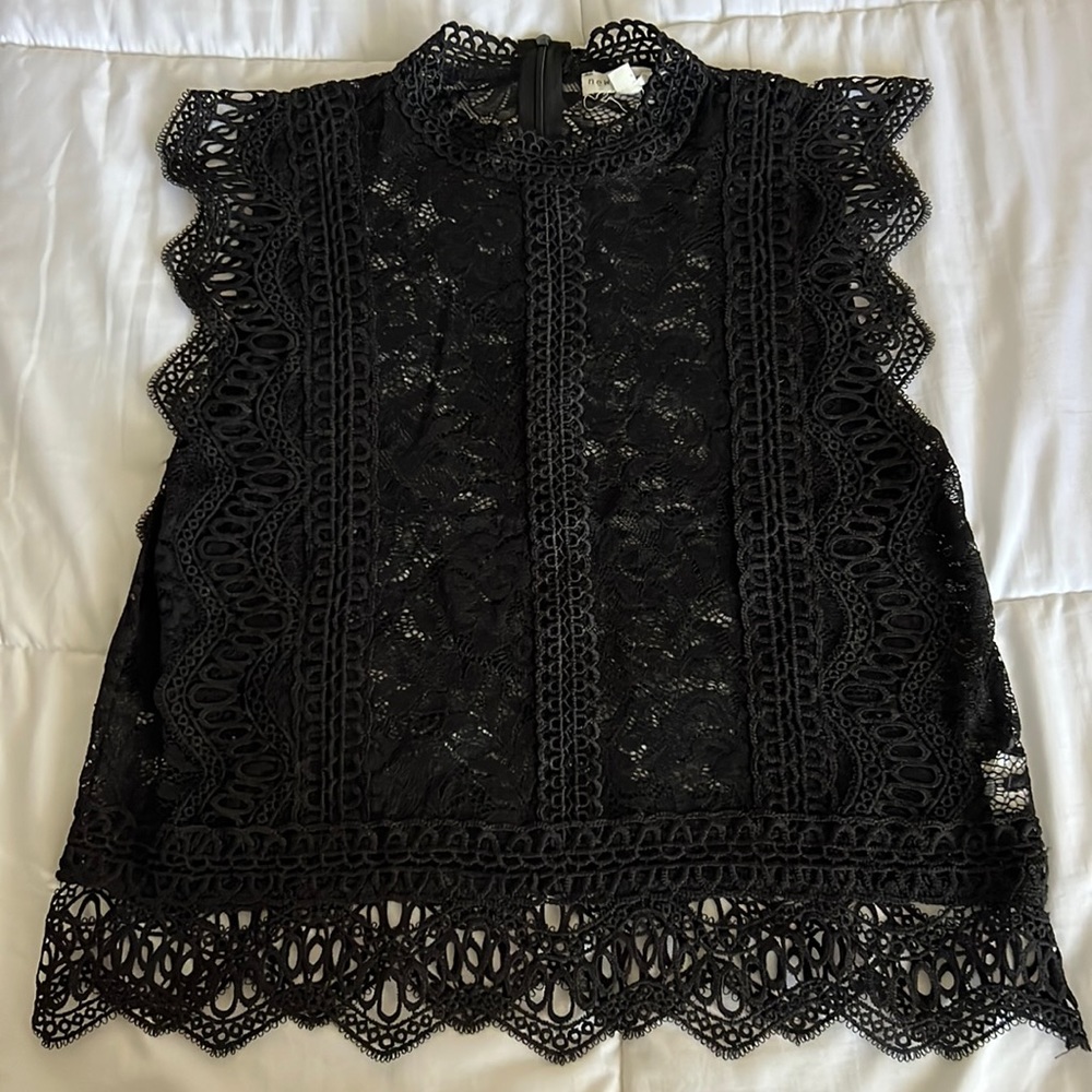 Women Black Lace Top